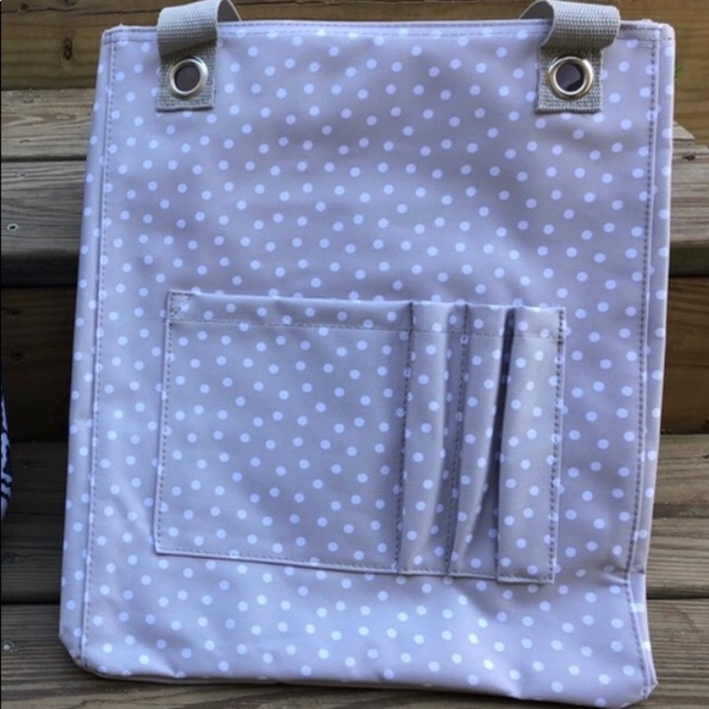 Thirty One Gray and White Polka Dot Tote
